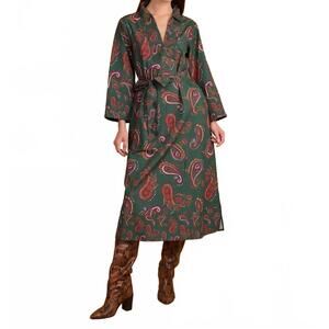 NEW DOUBLE A lee long sleeve midi dress in winter paisley